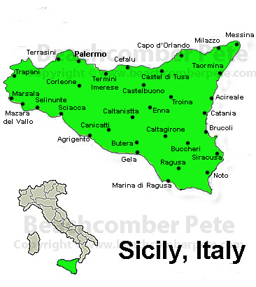 Map of Sicily, Italy