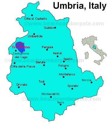 Map of Umbria, Italy
